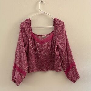 American Eagle Outfitters Pink Floral Blouse